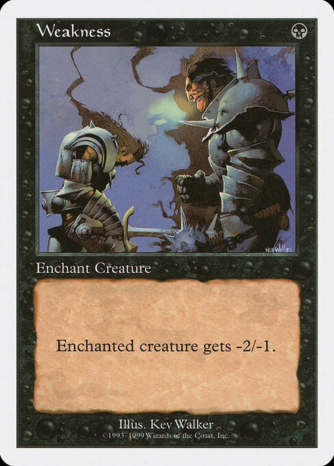 Weakness, carta Magic di tipo Enchantment — Aura illustrata da Kev Walker