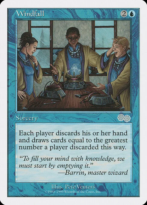 Windfall, carta Magic di tipo Sorcery illustrata da Pete Venters