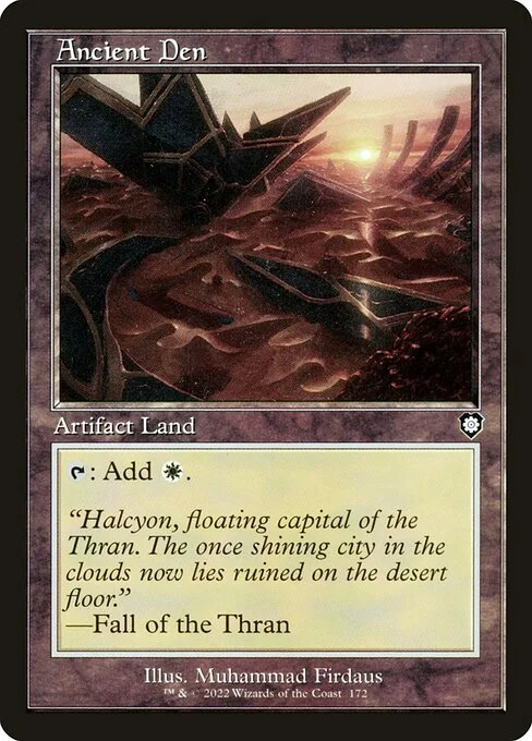 Ancient Den, carta Magic di tipo Artifact Land illustrata da Muhammad Firdaus