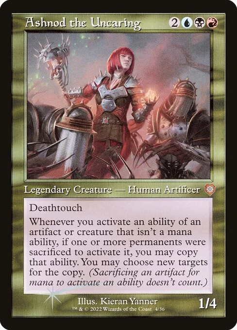 Ashnod the Uncaring, carta Magic di tipo Legendary Creature — Human Artificer illustrata da Kieran Yanner