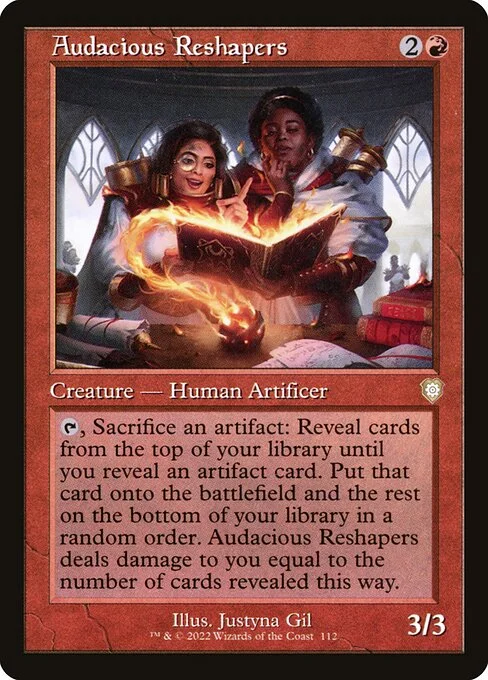 Audacious Reshapers, carta Magic di tipo Creature — Human Artificer illustrata da Justyna Dura