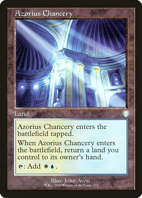 Azorius Chancery, carta Magic di tipo Land illustrata da John Avon