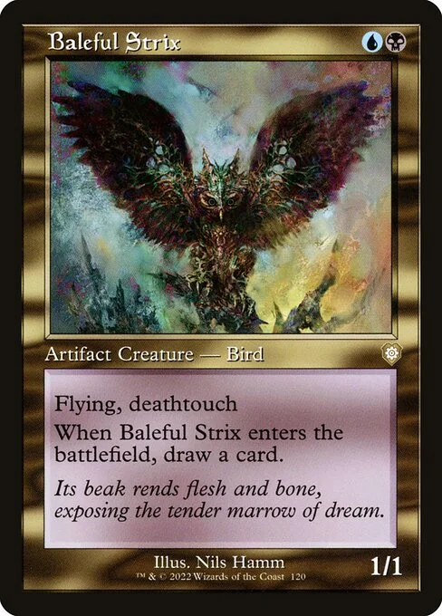 Baleful Strix, carta Magic di tipo Artifact Creature — Bird illustrata da Nils Hamm