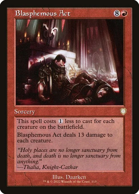 Blasphemous Act, carta Magic di tipo Sorcery illustrata da Daarken
