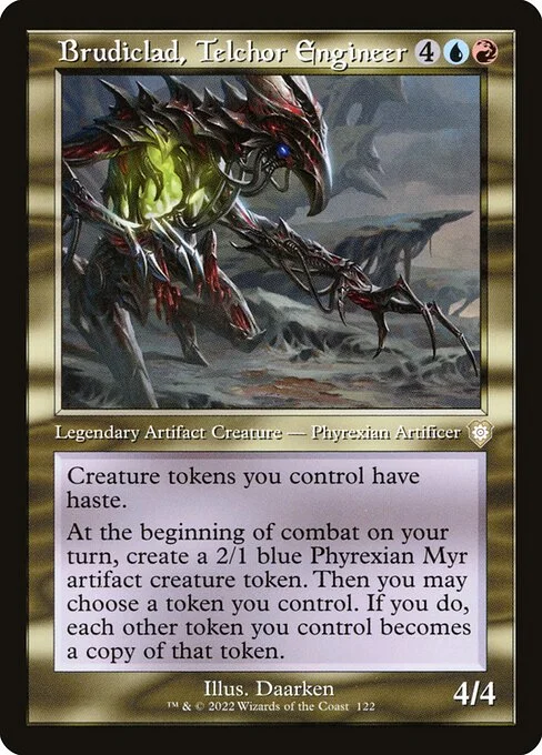 Brudiclad, Telchor Engineer, carta Magic di tipo Legendary Artifact Creature — Phyrexian Artificer illustrata da Daarken