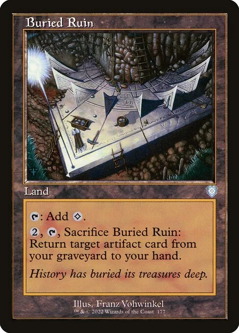 Buried Ruin, carta Magic di tipo Land illustrata da Franz Vohwinkel