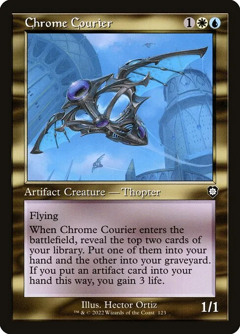 Chrome Courier, carta Magic di tipo Artifact Creature — Thopter illustrata da Hector Ortiz