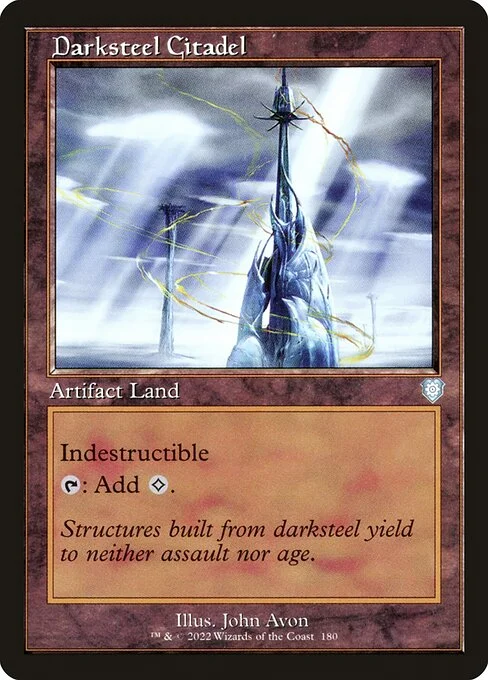 Darksteel Citadel, carta Magic di tipo Artifact Land illustrata da John Avon