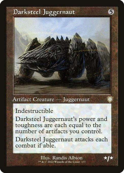 Darksteel Juggernaut, carta Magic di tipo Artifact Creature — Juggernaut illustrata da Randis Albion