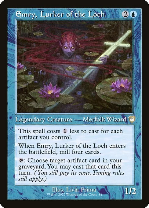 Emry, Lurker of the Loch, carta Magic di tipo Legendary Creature — Merfolk Wizard illustrata da Livia Prima