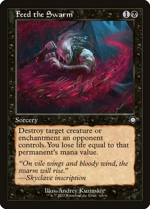 Feed the Swarm, carta Magic di tipo Sorcery illustrata da Andrey Kuzinskiy