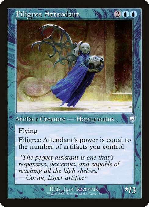 Filigree Attendant, carta Magic di tipo Artifact Creature — Homunculus illustrata da Igor Kieryluk