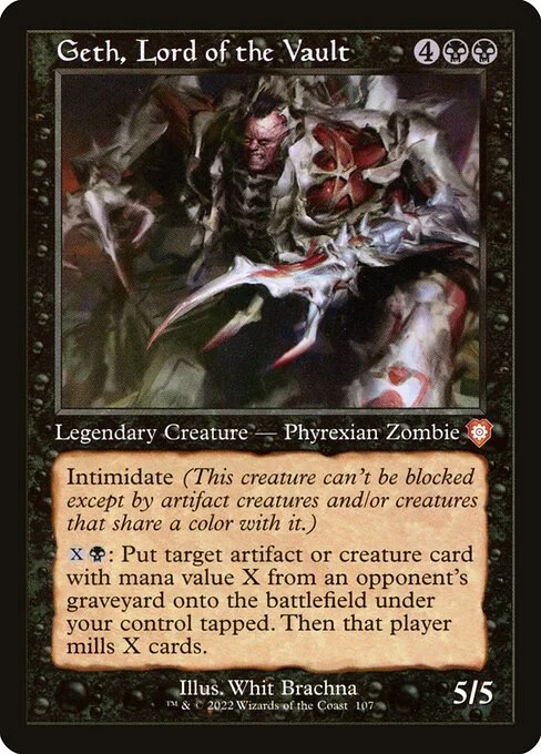 Geth, Lord of the Vault, carta Magic di tipo Legendary Creature — Phyrexian Zombie illustrata da Whit Brachna