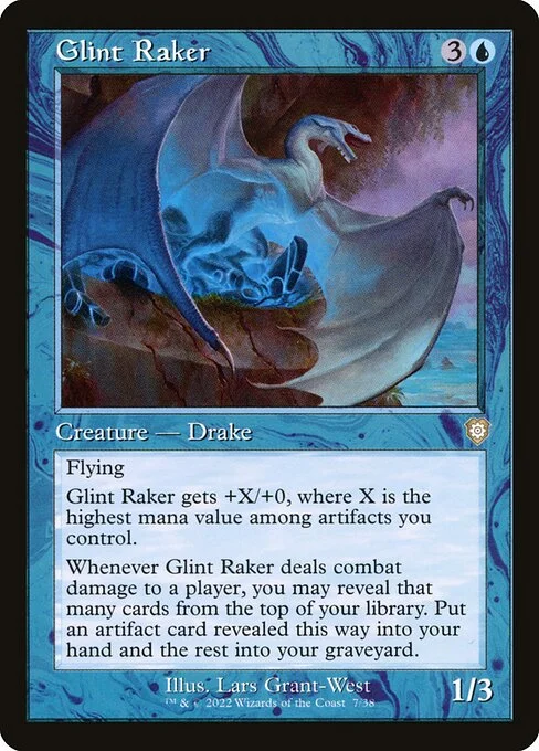 Glint Raker, carta Magic di tipo Creature — Drake illustrata da Lars Grant-West