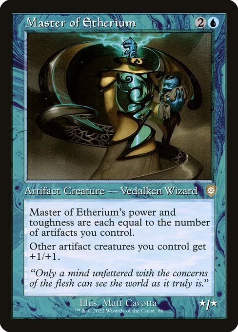 Master of Etherium, carta Magic di tipo Artifact Creature — Vedalken Wizard illustrata da Matt Cavotta
