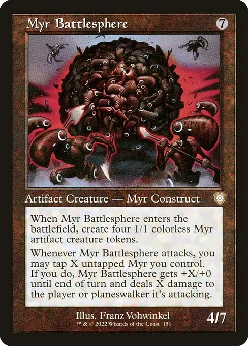 Myr Battlesphere, carta Magic di tipo Artifact Creature — Myr Construct illustrata da Franz Vohwinkel