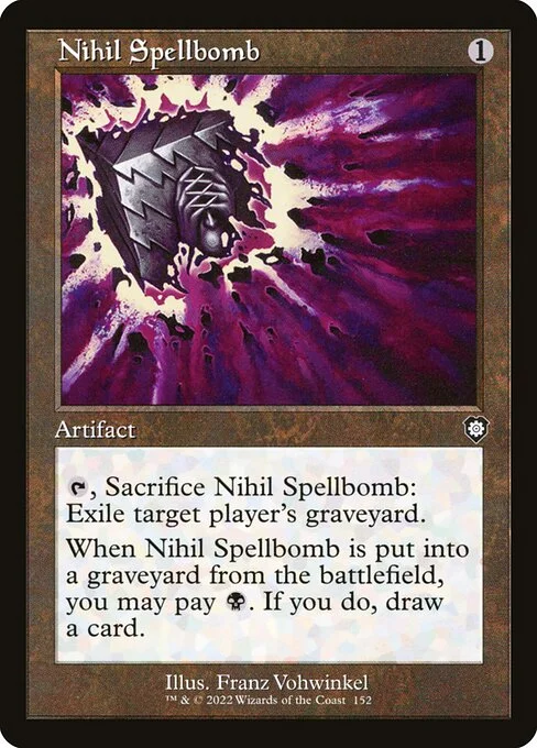 Nihil Spellbomb, carta Magic di tipo Artifact illustrata da Franz Vohwinkel