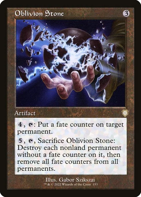 Oblivion Stone, carta Magic di tipo Artifact illustrata da Gabor Szikszai