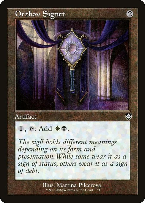 Orzhov Signet, carta Magic di tipo Artifact illustrata da Martina Pilcerova
