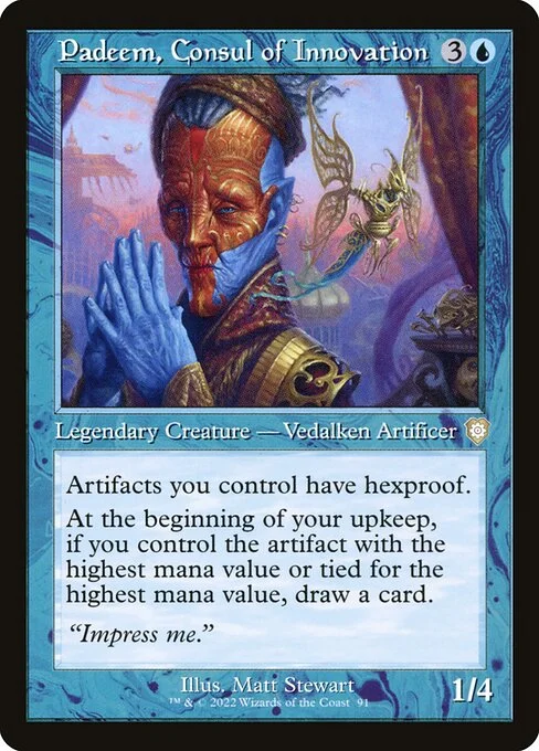 Padeem, Consul of Innovation, carta Magic di tipo Legendary Creature — Vedalken Artificer illustrata da Matt Stewart