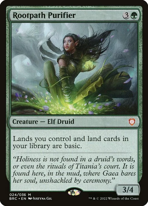 Rootpath Purifier, carta Magic di tipo Creature — Elf Druid illustrata da Justyna Dura