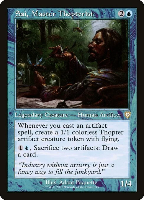 Sai, Master Thopterist, carta Magic di tipo Legendary Creature — Human Artificer illustrata da Adam Paquette