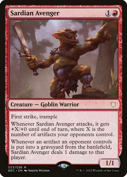 Sardian Avenger, carta Magic di tipo Creature — Goblin Warrior illustrata da Joseph Weston