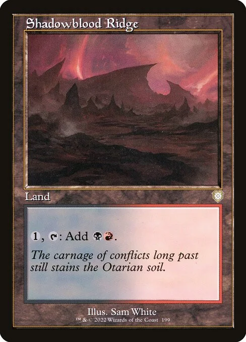 Shadowblood Ridge, carta Magic di tipo Land illustrata da Sam White
