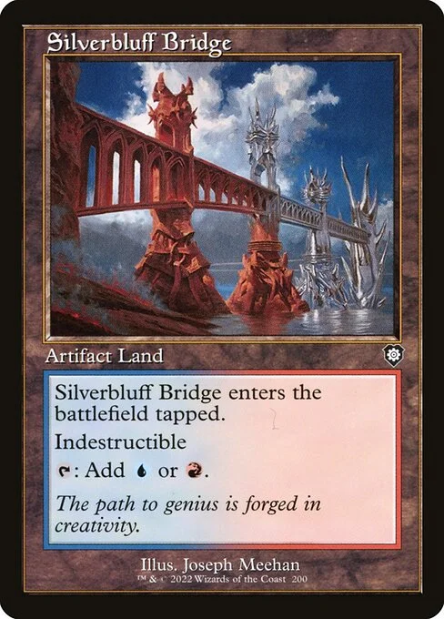 Silverbluff Bridge, carta Magic di tipo Artifact Land illustrata da Joseph Meehan