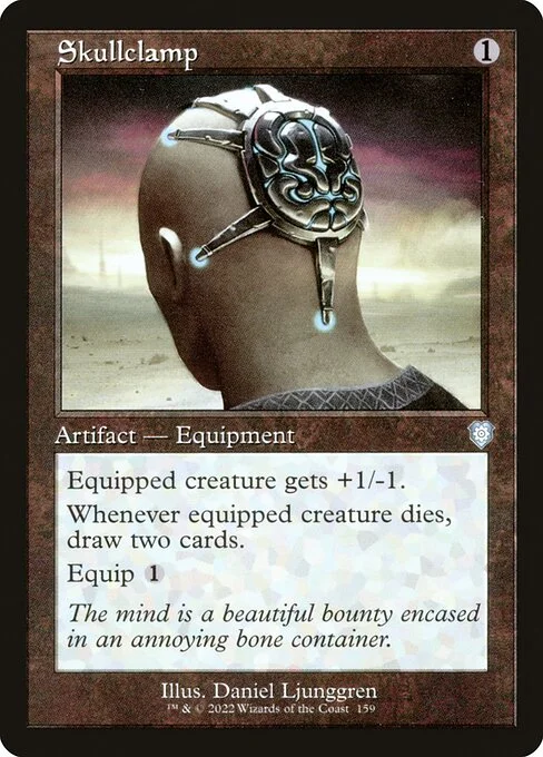 Skullclamp, carta Magic di tipo Artifact — Equipment illustrata da Daniel Ljunggren