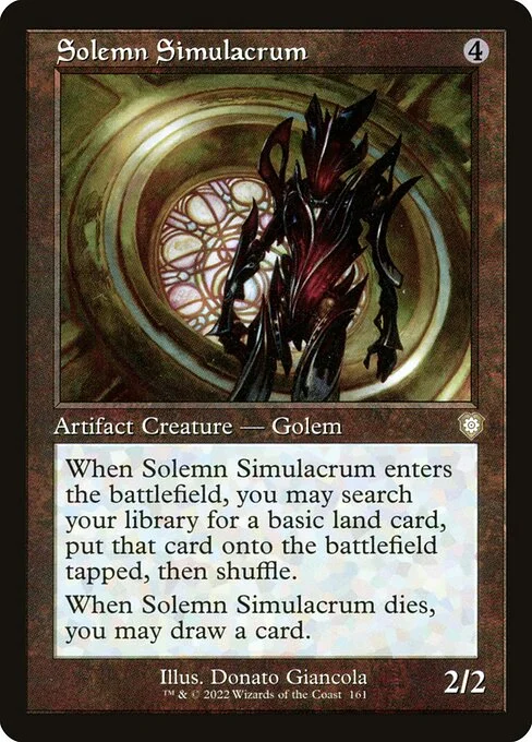 Solemn Simulacrum, carta Magic di tipo Artifact Creature — Golem illustrata da Donato Giancola