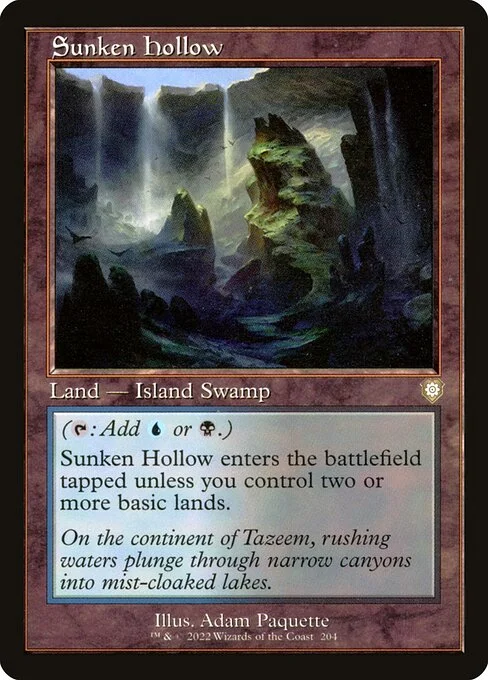 Sunken Hollow, carta Magic di tipo Land — Island Swamp illustrata da Adam Paquette