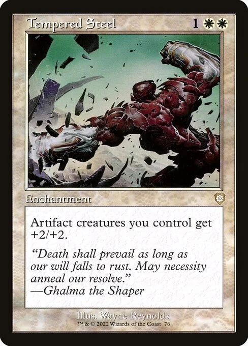Tempered Steel, carta Magic di tipo Enchantment illustrata da Wayne Reynolds