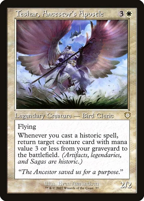 Teshar, Ancestor's Apostle, carta Magic di tipo Legendary Creature — Bird Cleric illustrata da Even Amundsen