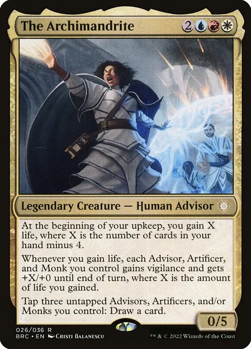 The Archimandrite, carta Magic di tipo Legendary Creature — Human Advisor illustrata da Cristi Balanescu