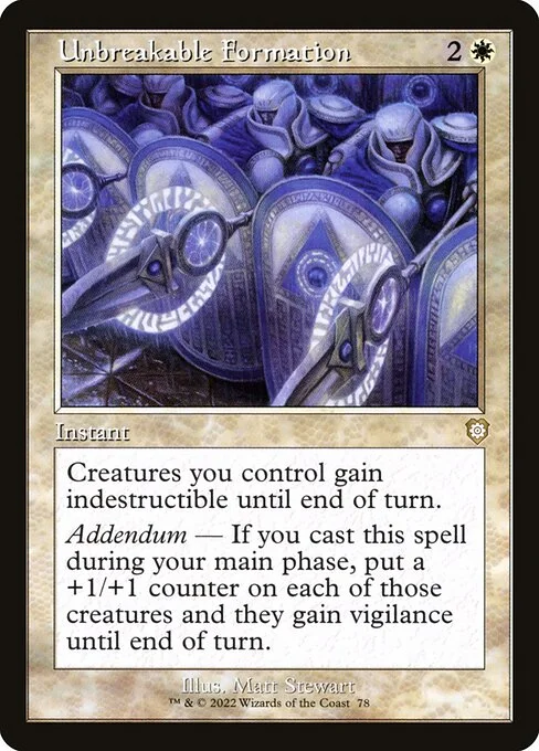 Unbreakable Formation, carta Magic di tipo Instant illustrata da Matt Stewart