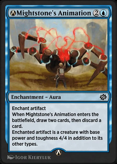 A-Mightstone's Animation, carta Magic di tipo Enchantment — Aura illustrata da Igor Kieryluk