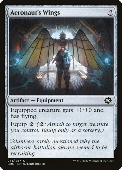 Aeronaut's Wings, carta Magic di tipo Artifact — Equipment illustrata da Leon Tukker