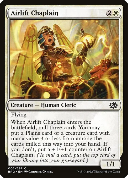 Airlift Chaplain, carta Magic di tipo Creature — Human Cleric illustrata da Caroline Gariba