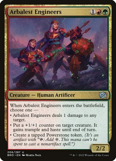 Arbalest Engineers, carta Magic di tipo Creature — Human Artificer illustrata da Marta Nael
