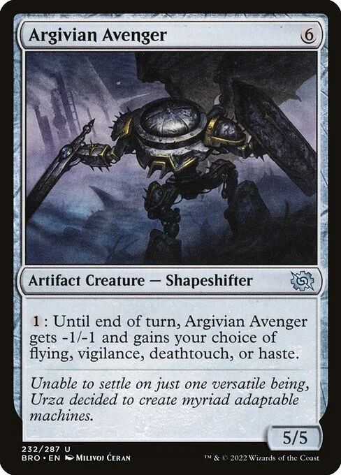 Argivian Avenger, carta Magic di tipo Artifact Creature — Shapeshifter illustrata da Milivoj Ćeran