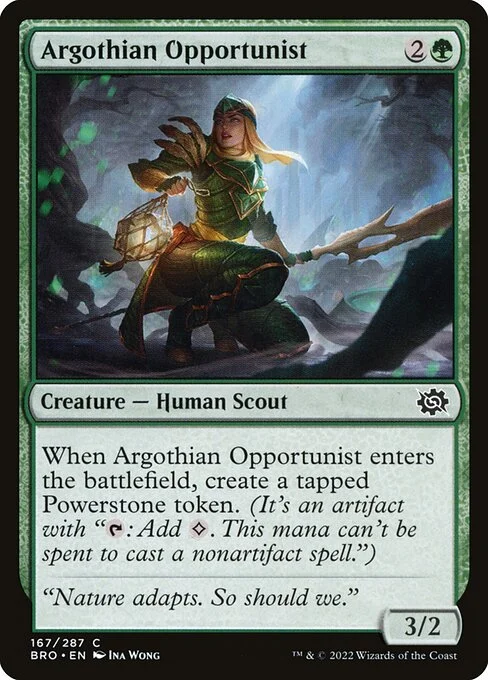 Argothian Opportunist, carta Magic di tipo Creature — Human Scout illustrata da Ina Wong