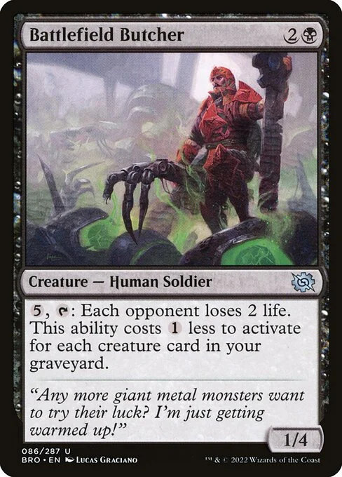 Battlefield Butcher, carta Magic di tipo Creature — Human Soldier illustrata da Lucas Graciano