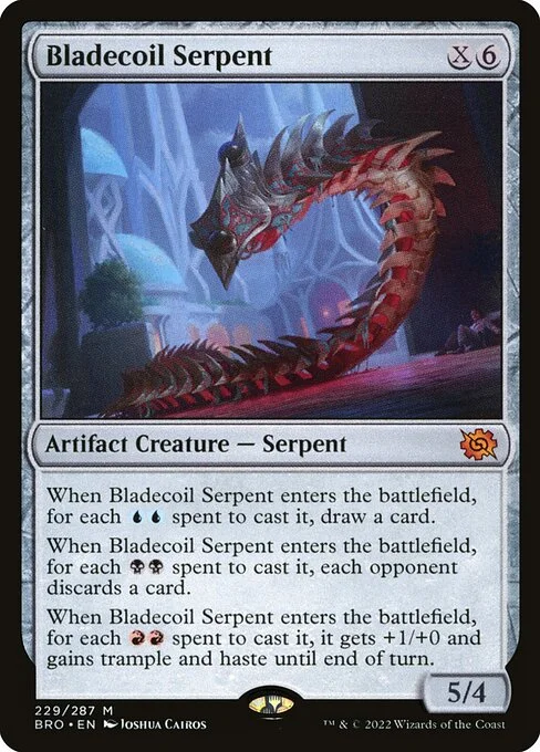 Bladecoil Serpent, carta Magic di tipo Artifact Creature — Serpent illustrata da Joshua Cairos