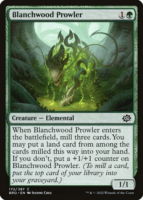 Blanchwood Prowler, carta Magic di tipo Creature — Elemental illustrata da Justine Cruz
