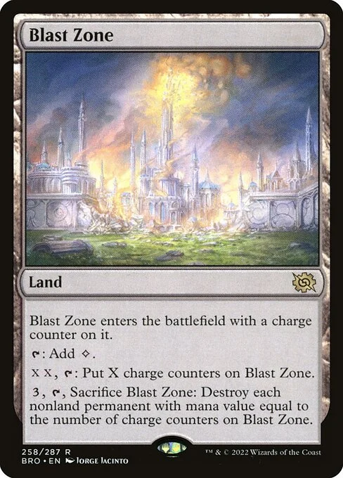 Blast Zone, carta Magic di tipo Land illustrata da Jorge Jacinto