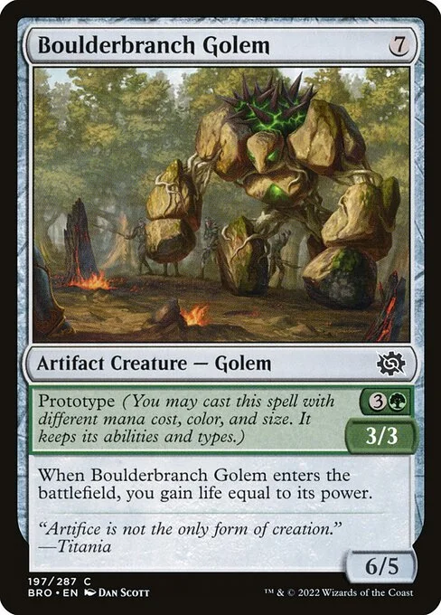 Boulderbranch Golem, carta Magic di tipo Artifact Creature — Golem illustrata da Dan Murayama Scott
