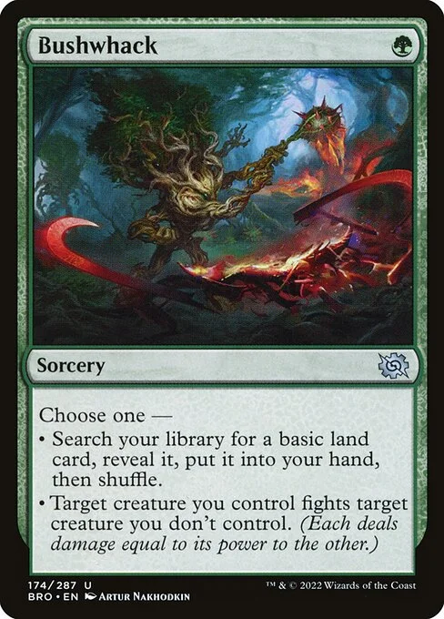 Bushwhack, carta Magic di tipo Sorcery illustrata da Artur Nakhodkin