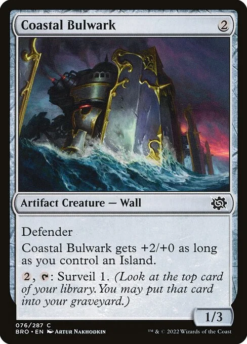Coastal Bulwark, carta Magic di tipo Artifact Creature — Wall illustrata da Artur Nakhodkin