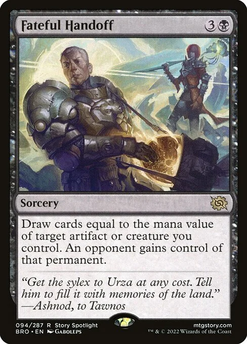 Fateful Handoff, carta Magic di tipo Sorcery illustrata da Gaboleps